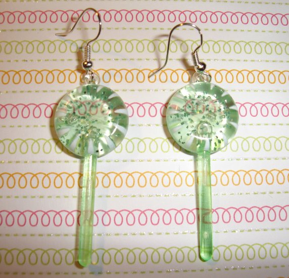 Watermelon Green Lollipop Sucker Earrings
