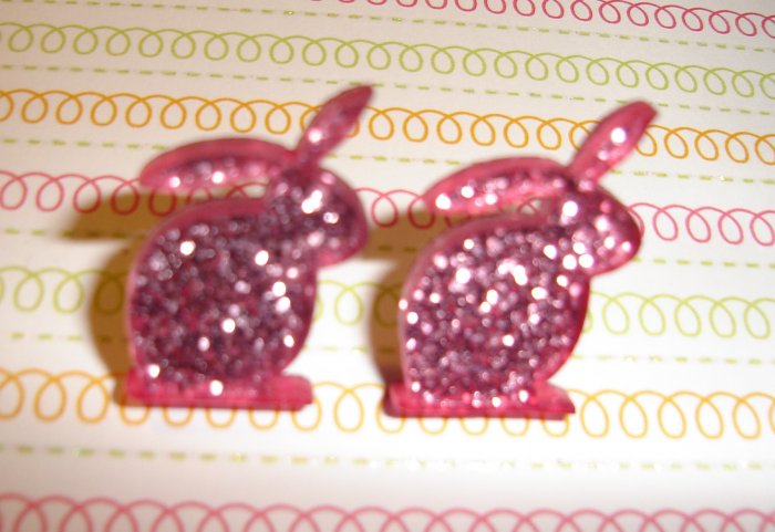 Pink Glitter Bunny Rabbit Earrings