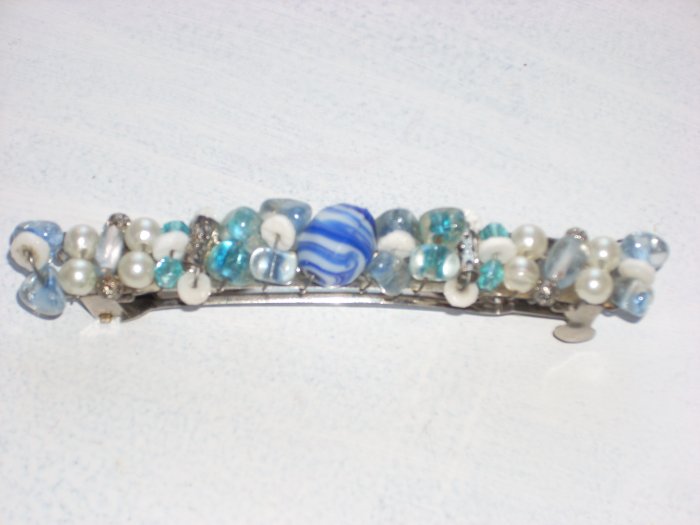 Blue and White Barrette
