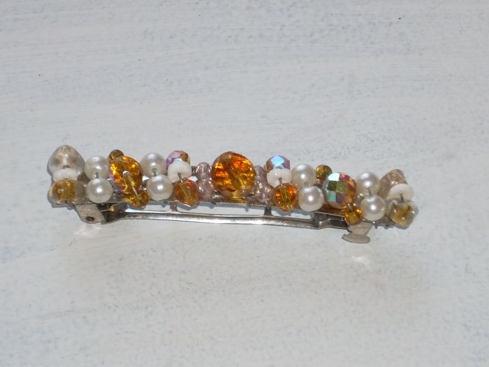 Amber and White Barrette