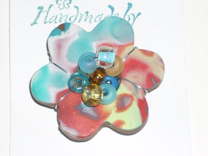 Clay and Crystals Flower Pin