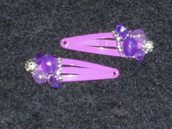 Purple Embellished Hair Clips