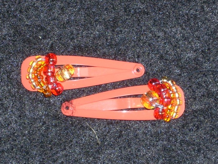 Coral Embellished Hair Clip