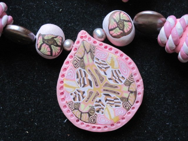 Pink Chocolate long Kaleidoscopic necklace..