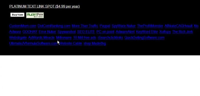 PLATINUM TEXT LINK SPOT ($4.99 per year for 10 years)