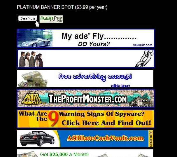 PLATINUM BANNER SPOT ($3.99 per year for 10 years)