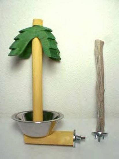 PALM TREE TREAT DISH WITH MANZANITA PERCH COCKATIELS AFRICAN GREYS