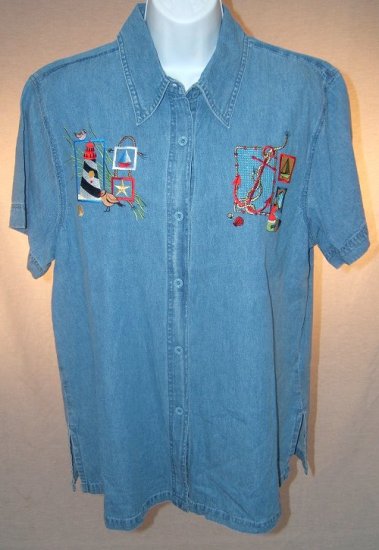 Ladies Denim Bakery Shirt Size Medium