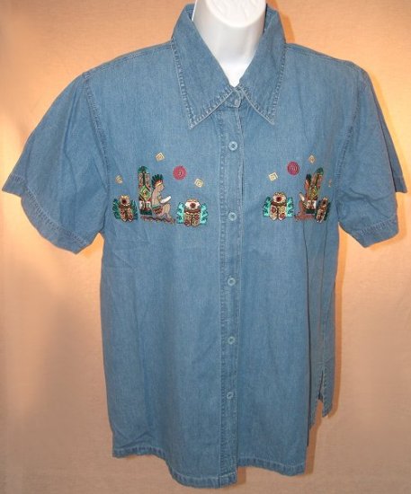 Ladies Denim Bakery Shirt Size Medium