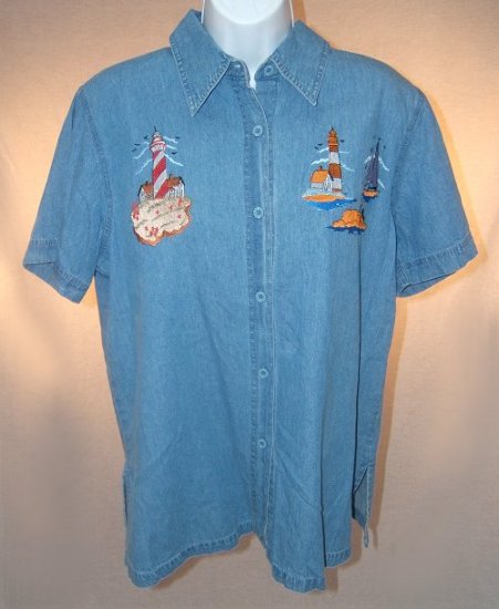 Ladies Denim Bakery Shirt Size Small