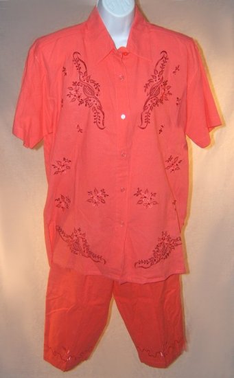 Ladies Denim Bakery Capri Set Size Medium