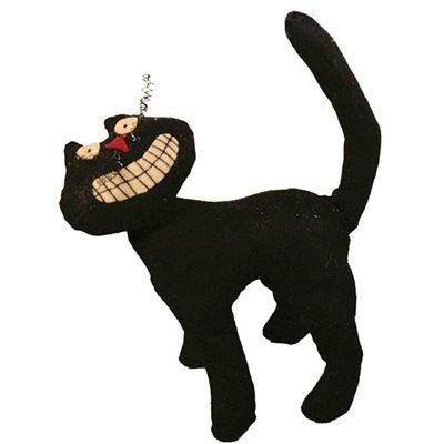 NEW" PRIMITIVE PLUSH BLACK CAT - 9"H - WITH BIG SMILE