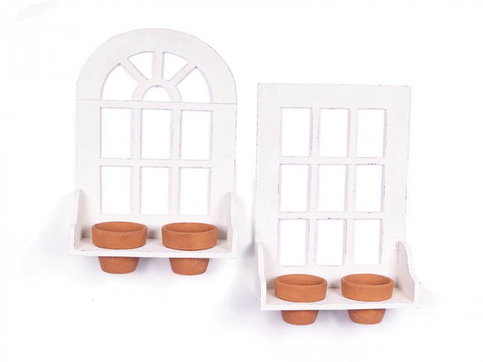 NEW" TWO FRENCH WINDOWS POT HOLDER WITH FOUR POTS