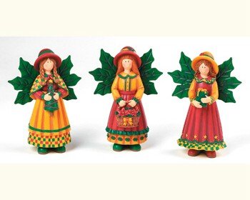 "NEW" THREE HANDPAINTED COUNTRY ANGELS - 5.5"H