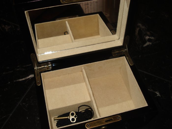 Pottery Barn Wooden Jewelry Box with Lock & Key
