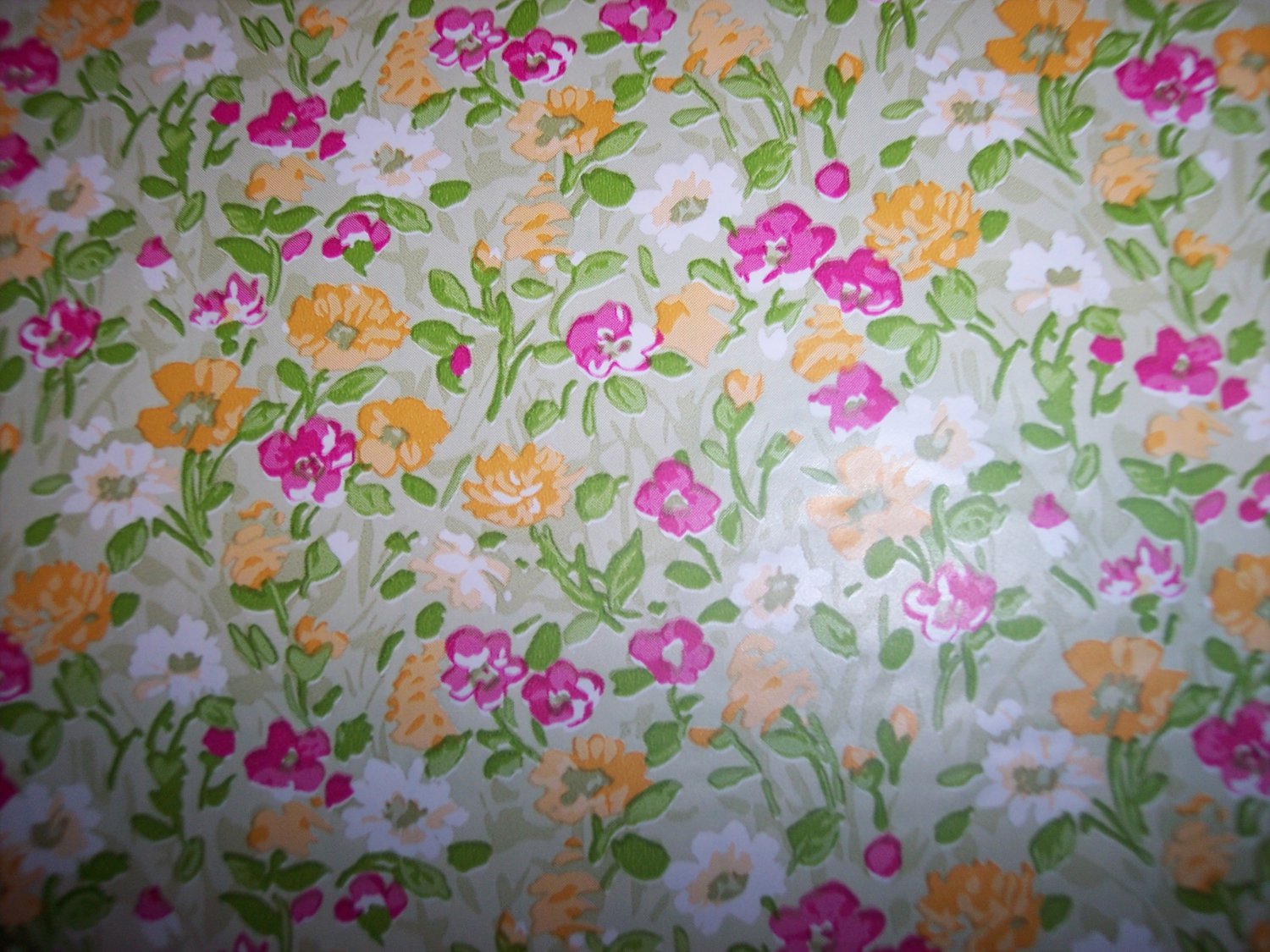Contact Paper Floral Red Yellow White Flowers on Green