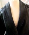 long black leather dress coat, sz XXL zip-in lining