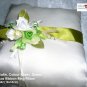 Ivory Satin, Colour Roses, Green Organza Ring Pillow (LM042)