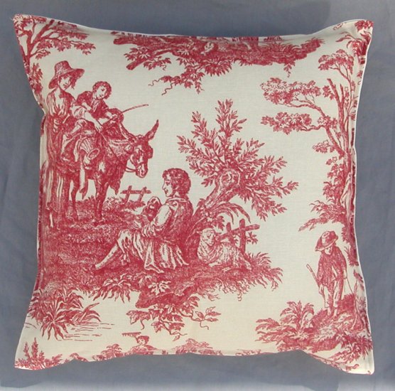 Waverly Country Life Toile Crimson Red Throw Pillow