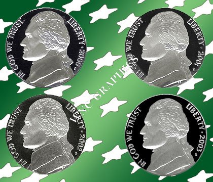 2000, 01, 02 & 03 S Jeff Nickel Proof Set