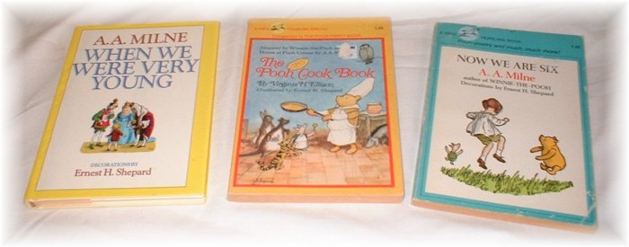 A.A. Milne LOT OF 3 BOOKS Winnie the Pooh including the Pooh Cookbook