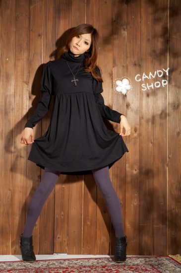 PomPom sleeves one piece-Black