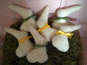 Shabby Chic White Bunny Ornies