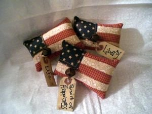 Primitive Pieced American Flag Ornies