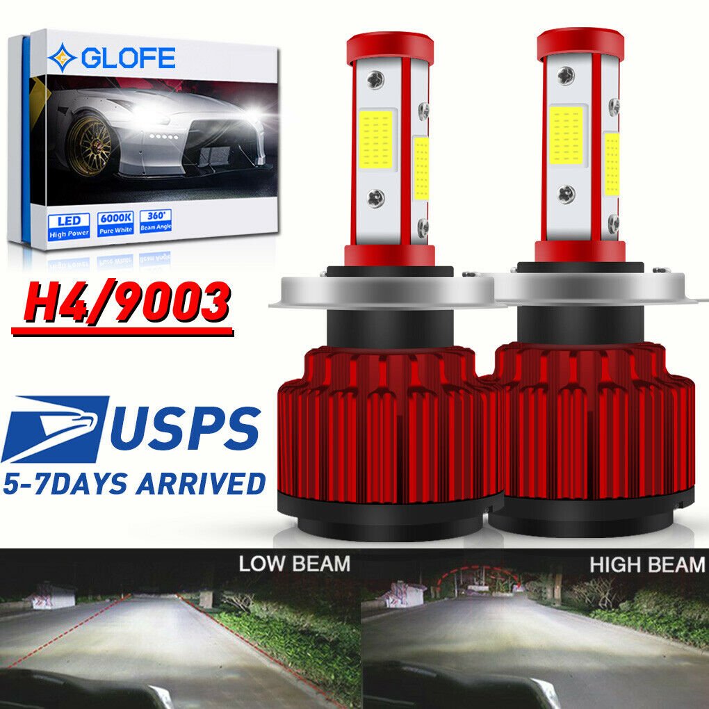 2x H4 HB2 9003 LED Headlights Kit Bulbs Hi-Lo Beam 6500K White 1800W 270000LM 