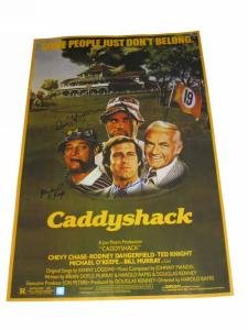 Chevy Chase & Cindy Morgan & Michael Okeefe Triple Signed Caddyshack Poster