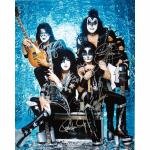 Kiss Autographed Group Pose Aqua 16x20 Photograph