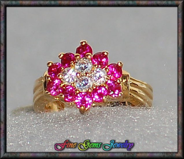2ctw Ruby CZ Simulated Diamond Gold Tone Snowflake Ring - Sz 6