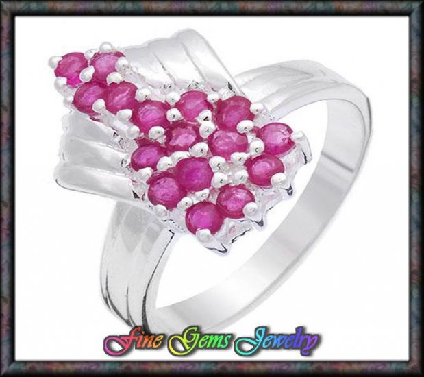 Cute 0.95ctw Genuine Rubies Sterling Silver Ring - Sz 7