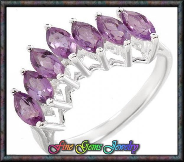 NEW 1.75ctw Genuine Amethyst Sterling Silver Ring Sz 7