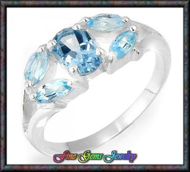 1.80ctw Genuine Topaz Solid Sterling Silver Ring - Sz 6