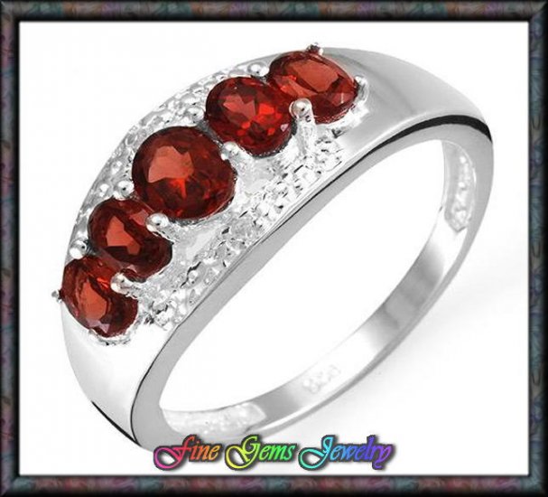 1.51ctw Genuine Garnet, Topaz Sterling Silver Ring Sz 7