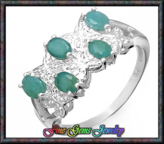 NEW 1.00ctw Genuine Emeralds Sterling Silver Ring Sz 7