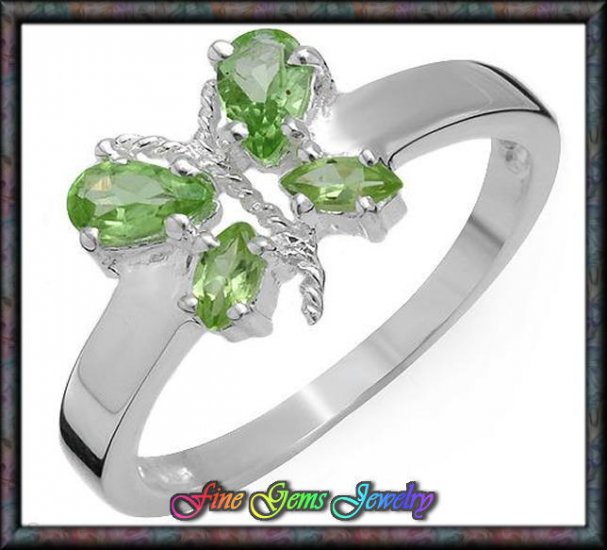 0.65ctw Peridot Butterlfy Sterling Silver Ring - Sz 6
