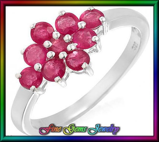 NEW 0.90ctw Genuine Rubies Sterling Silver Ring - Sz 7