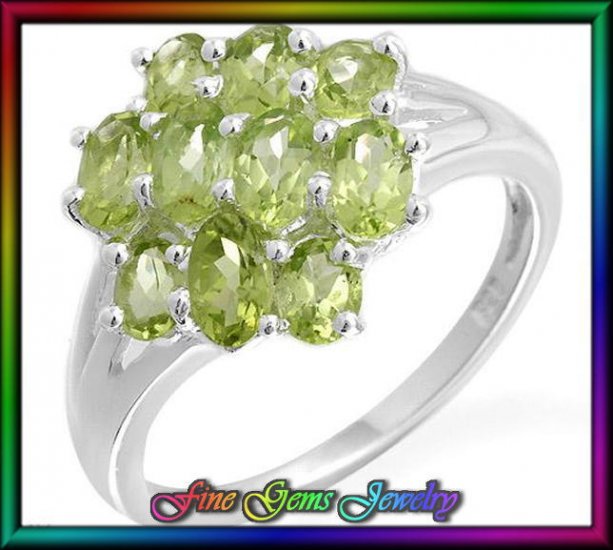 NEW 4.80ctw Genuine Peridots Sterling Silver Ring Sz 6