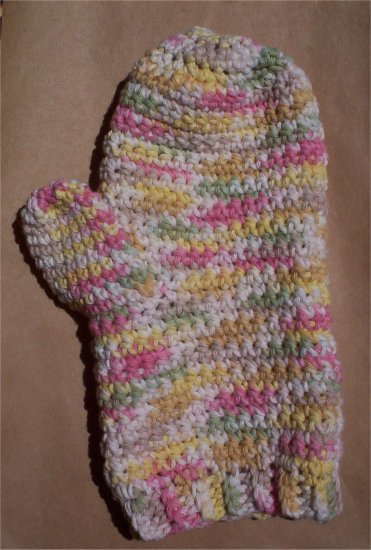 Pastel Variegated Crochet Cotton Bath Mitt