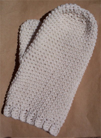 Ecru Cotton Crochet Bath Mitt