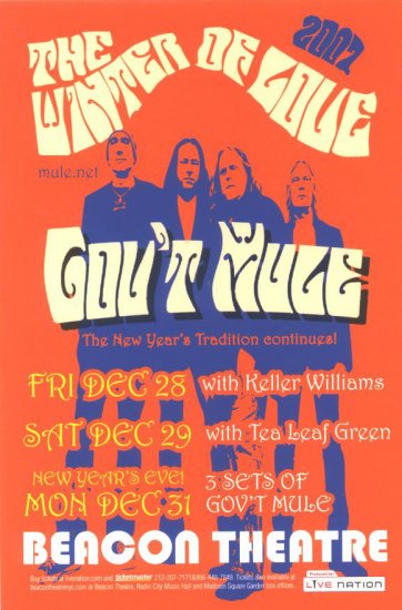 5 Gov't Mule New Years Eve Handbills