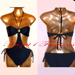 Ultra-Sexy Black Cut-Away Backless Swimsuit UK 12, US 10 NEW