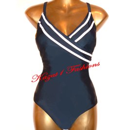 Black + White Cross-Over Tummy Control Swimsuit UK 16. US 14 NEW
