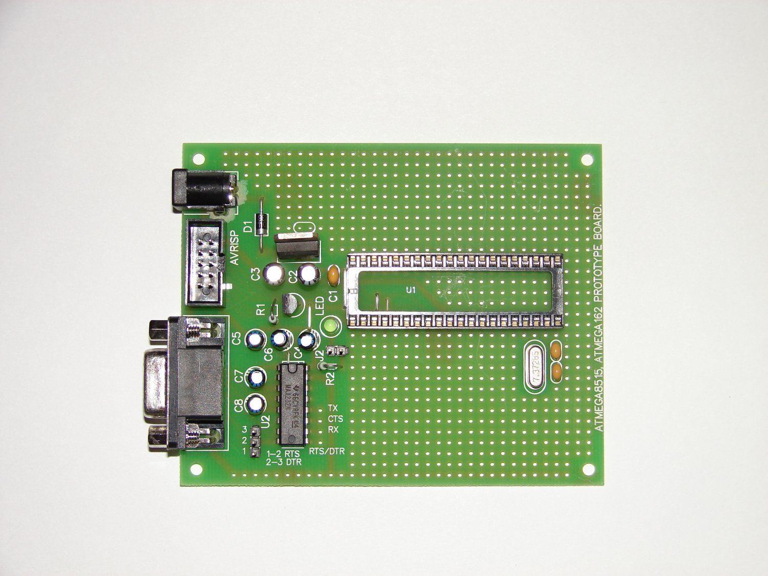 ATMEL AVR PROTOTYPE BOARD ATMega8515 with components