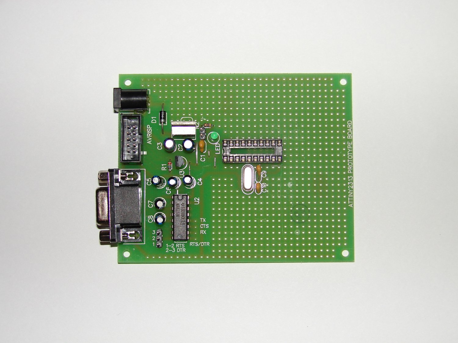 AVR ATMEL PROTOTYPE BOARD ATtiny2313 with components
