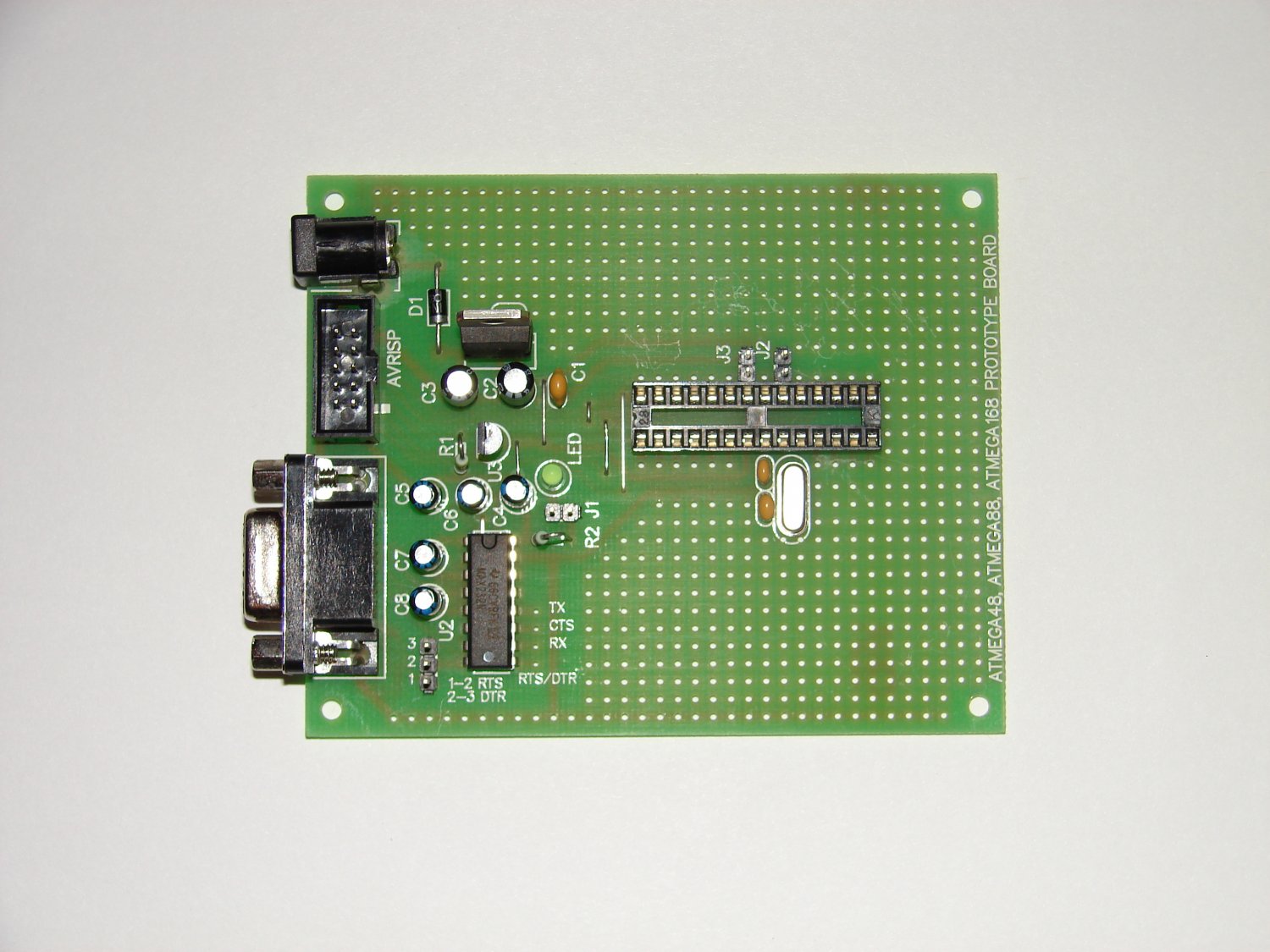 ATMEL AVR PROTOTYPE BOARD ATMega8 (88) with components