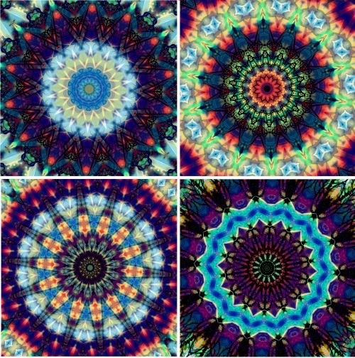 8 Artist Made Kaleidoscope Squares Fabric Prints Original Artwork