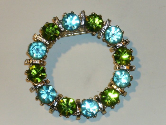 Vintage Rhinestone Demi pin and earrings